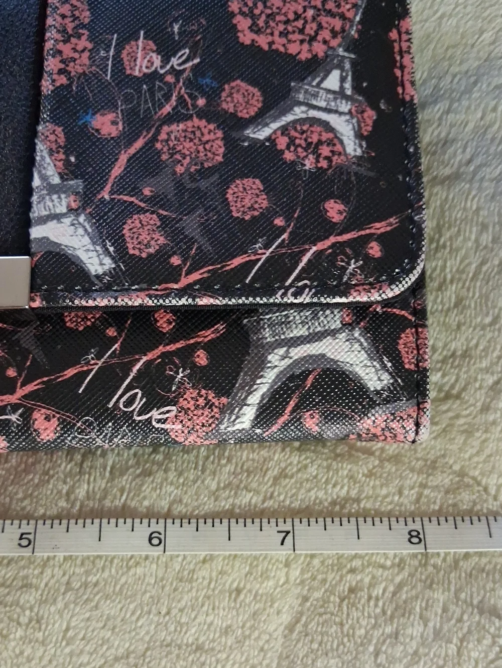 NEW!! Tahari Black and Pink Eiffel Tower Floral Wallet NO TAGS!